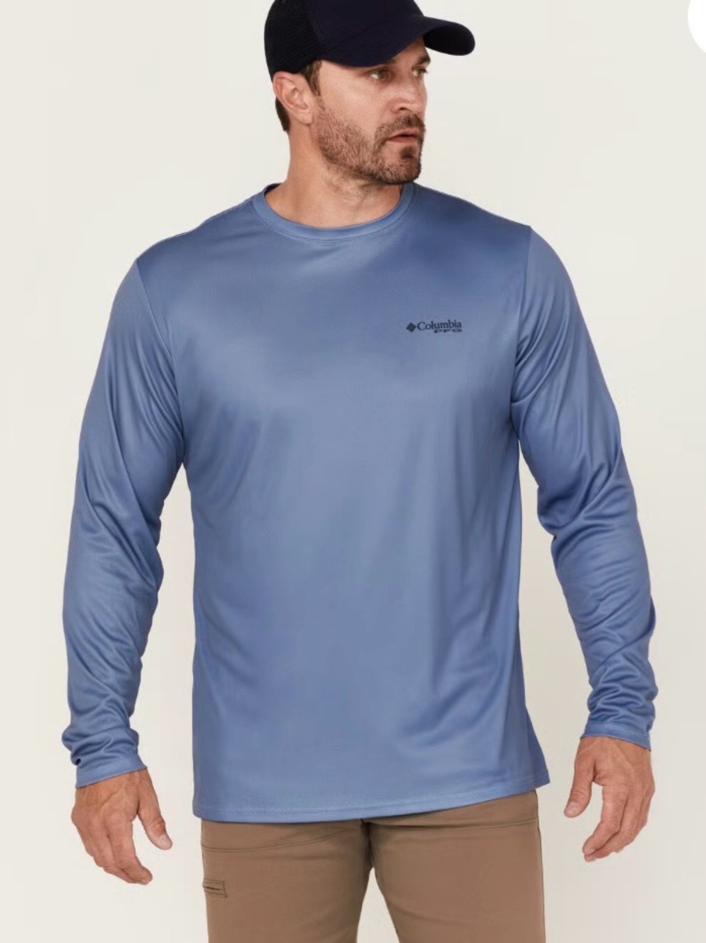 Men’s Blue Columbia PFG Terminal Tackle Long Sleeve Shirt, Large